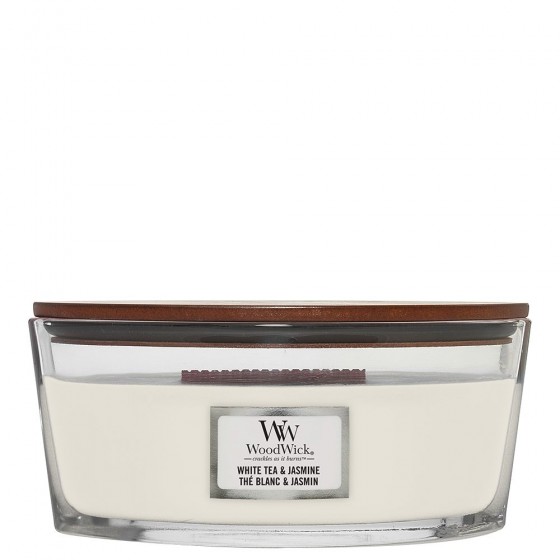 Woodwick Hearthwick świeca zapachowa z drewnianym knotem White Tea & Jasmine 453,6g