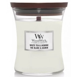 WoodWick White Tea & Jasmine średnia świeca zapachowa 275g