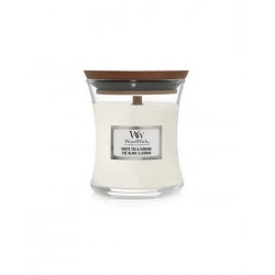 Woodwick White Tea & Jasmine- mała świeca zapachowa z drewnianym knotem 85g